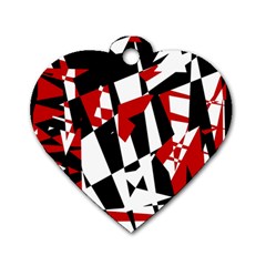 Red, Black And White Chaos Dog Tag Heart (one Side)