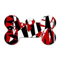 Red, Black And White Chaos Dog Tag Bone (two Sides)