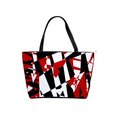 Red, Black And White Chaos Shoulder Handbags