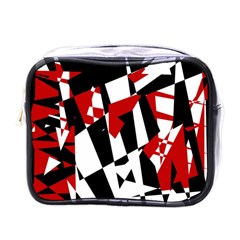 Red, Black And White Chaos Mini Toiletries Bags by Valentinaart