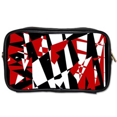 Red, Black And White Chaos Toiletries Bags by Valentinaart