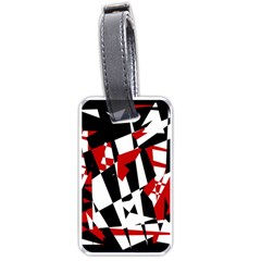 Red, Black And White Chaos Luggage Tags (one Side)  by Valentinaart