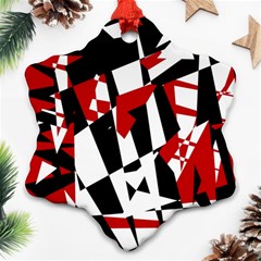 Red, Black And White Chaos Ornament (snowflake) 