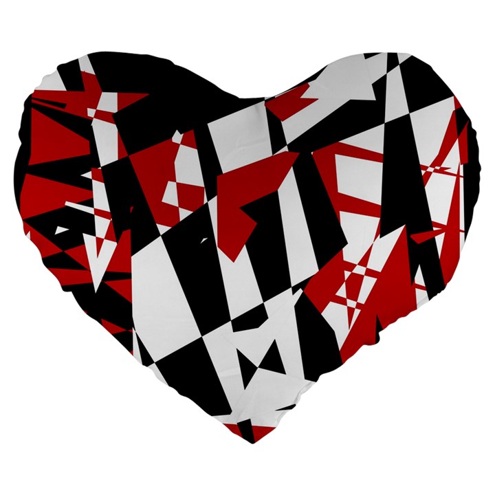 Red, black and white chaos Large 19  Premium Heart Shape Cushions