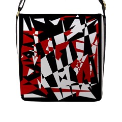 Red, Black And White Chaos Flap Messenger Bag (l) 