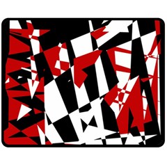 Red, Black And White Chaos Double Sided Fleece Blanket (medium)  by Valentinaart