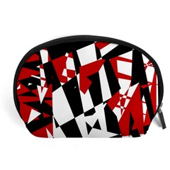 Red, Black And White Chaos Accessory Pouches (large)  by Valentinaart