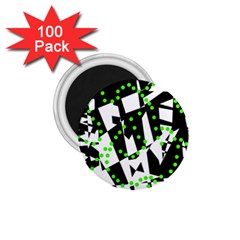 Black, White And Green Chaos 1 75  Magnets (100 Pack) 