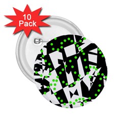 Black, White And Green Chaos 2 25  Buttons (10 Pack)  by Valentinaart