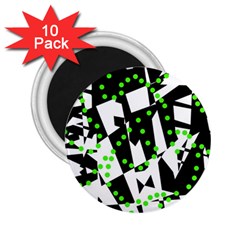 Black, White And Green Chaos 2 25  Magnets (10 Pack) 