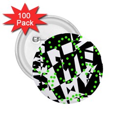 Black, White And Green Chaos 2 25  Buttons (100 Pack) 