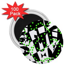 Black, White And Green Chaos 2 25  Magnets (100 Pack) 