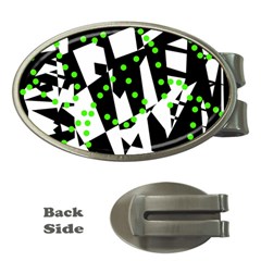 Black, White And Green Chaos Money Clips (oval) 