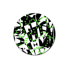 Black, White And Green Chaos Magnet 3  (round)