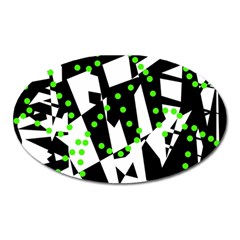 Black, White And Green Chaos Oval Magnet