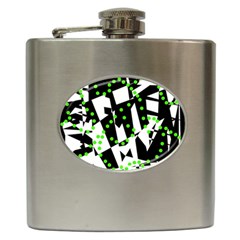 Black, White And Green Chaos Hip Flask (6 Oz)