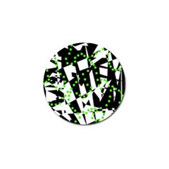 Black, White And Green Chaos Golf Ball Marker (4 Pack) by Valentinaart