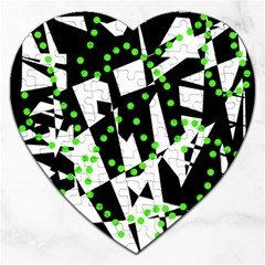 Black, White And Green Chaos Jigsaw Puzzle (heart)