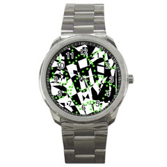 Black, White And Green Chaos Sport Metal Watch