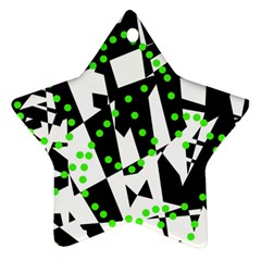 Black, White And Green Chaos Star Ornament (two Sides) 