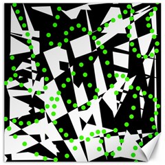 Black, White And Green Chaos Canvas 16  X 16  