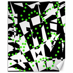 Black, White And Green Chaos Canvas 11  X 14   by Valentinaart