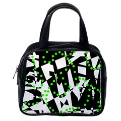 Black, White And Green Chaos Classic Handbags (one Side) by Valentinaart