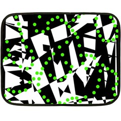 Black, White And Green Chaos Double Sided Fleece Blanket (mini)  by Valentinaart