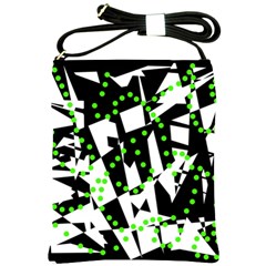 Black, White And Green Chaos Shoulder Sling Bags by Valentinaart