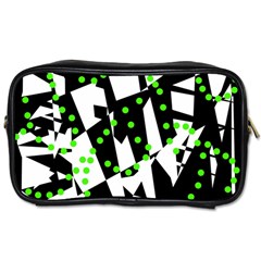 Black, White And Green Chaos Toiletries Bags by Valentinaart