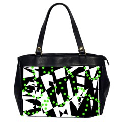 Black, White And Green Chaos Office Handbags (2 Sides)  by Valentinaart