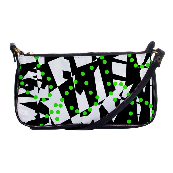 Black, white and green chaos Shoulder Clutch Bags