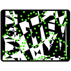 Black, White And Green Chaos Fleece Blanket (large)  by Valentinaart