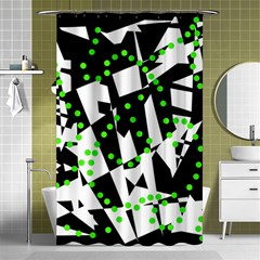 Black, White And Green Chaos Shower Curtain 48  X 72  (small)  by Valentinaart