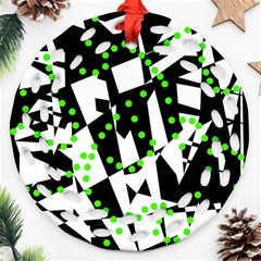 Black, White And Green Chaos Ornament (round Filigree) 