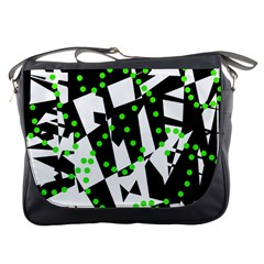 Black, White And Green Chaos Messenger Bags by Valentinaart