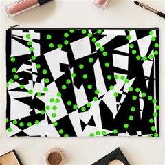 Black, White And Green Chaos Cosmetic Bag (xxxl)  by Valentinaart