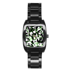 Black, White And Green Chaos Stainless Steel Barrel Watch