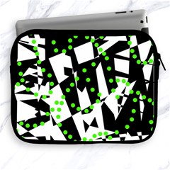 Black, White And Green Chaos Apple Ipad 2/3/4 Zipper Cases by Valentinaart