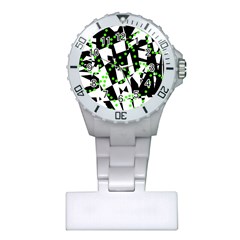 Black, White And Green Chaos Plastic Nurses Watch by Valentinaart