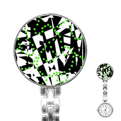 Black, White And Green Chaos Stainless Steel Nurses Watch by Valentinaart