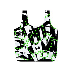 Black, White And Green Chaos Full Print Recycle Bags (s) 