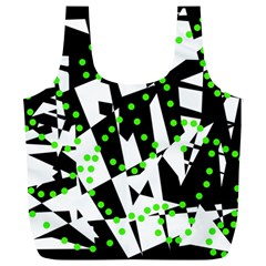 Black, White And Green Chaos Full Print Recycle Bags (l)  by Valentinaart