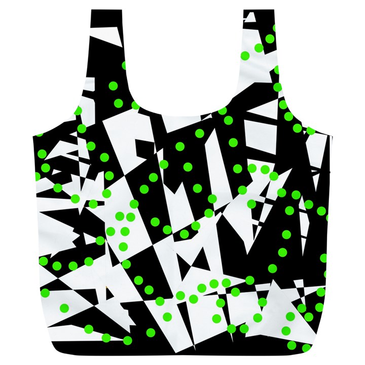 Black, white and green chaos Full Print Recycle Bags (L) 