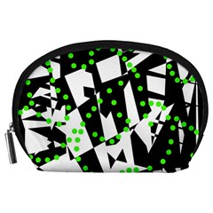 Black, White And Green Chaos Accessory Pouches (large)  by Valentinaart