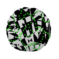 Black, White And Green Chaos Standard 15  Premium Flano Round Cushions