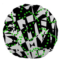 Black, White And Green Chaos Large 18  Premium Flano Round Cushions