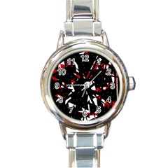 Black, Red And White Chaos Round Italian Charm Watch