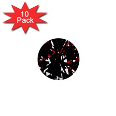 Black, Red And White Chaos 1  Mini Magnet (10 Pack)  by Valentinaart