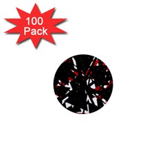 Black, Red And White Chaos 1  Mini Magnets (100 Pack)  by Valentinaart